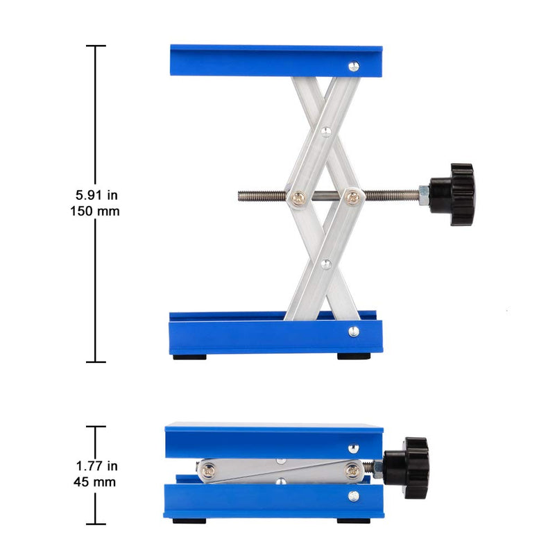 stonylab 4x4 inch Lab Jack, 100x100 mm Anodized Aluminum Top Deck Laboratory Support Jack Platform Lab Lift Stand Table Scissor Jack with 5 KG Support Weight, 45 to 140 mm Vertical Lift Range 100 x 100 mm