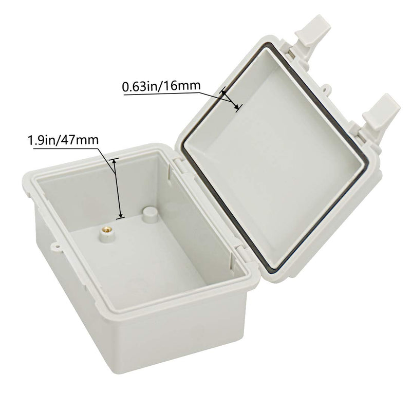 Zulkit Junction Box ABS Plastic Dustproof Waterproof IP65 Electrical Boxes Hinged Shell Outdoor Universal Project Enclosure 5.9 x 3.9 x 2.8 inch (150x100x70mm) 5.9" x 3.9" x 2.8"