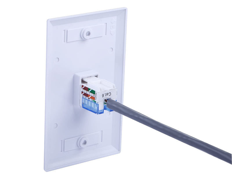 Tedgetal Cat6 RJ45 Keystone Jack 25-Pack 45 Degree, Punch Down Ethernet Wall Jack Insert Coupler, Keystone Jack Adapter UL Listed, White 45 degree cat 6