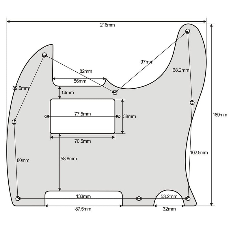 FLEOR 8 Holes HH Tele Pickguard Guitar Scratchplate for U.S./Mexican Fender Standards Telecaster Humbucker, Mounting Screws Included, 4ply White Pearl