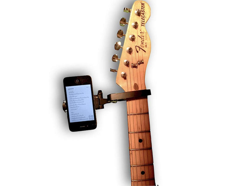 Smartphone Guitar Capo | Android and iPhone Compatible Dock Headstock Neck Clamp | I-Po Cell Phone Holder Aid Musicians | Electric or Acoustic Guitars