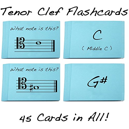 Tenor Clef Note Names Flashcards - Really Fun Design for Learning to Read Music (Bassoon, Bass, Cello, Trombone)))