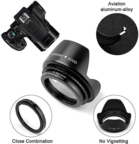 67mm Metal Filter Adapter Ring for Canon PowerShot SX30 IS/SX40 HS/SX50 HS SX70HS Digital Camera Replacement Canon FA-DC67A Filter Adapter Tulip Flower Lens Hood UV Filter 67mm