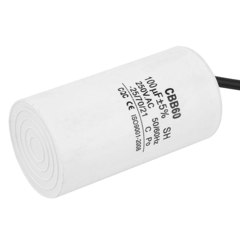 CBB60 Capacitor 100uf Plastic Run Capacitor Motor Capacitor 250V AC 50/60Hz for Air Compressor, Compressors, Pump and Motors
