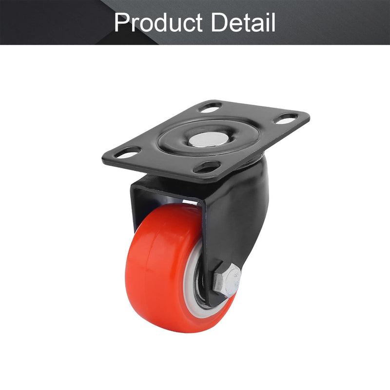 MroMax 1.5 Inch Swivel Caster Wheels PU 360 Degree Top Plate Mounted Caster Wheel Orange 77lb Capacity 4Pcs