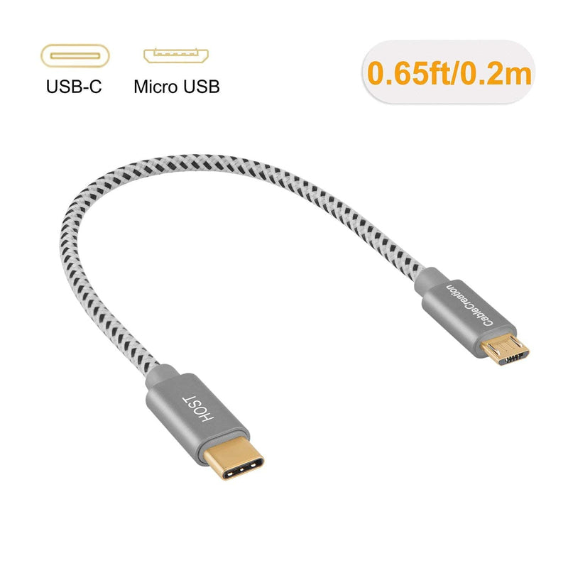 [AUSTRALIA] - Short Micro USB to USB C Cable 0.65 FT CableCreation USB C to Micro USB Braided Cord OTG 480Mbps Micro USB Cable to USB C to USB Micro for MacBook Pro Air S21 S20 S10 Pixel 5/4/3/2 etc. Space Gray Space Gray (0.65ft) 