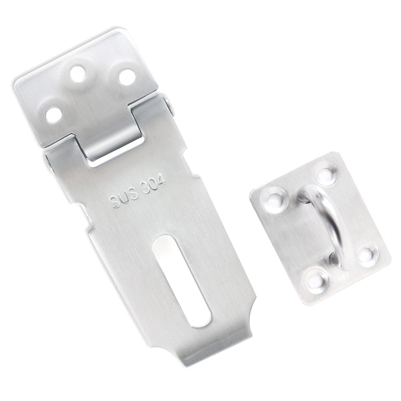Safety Door Hasp Padlock Latch Lock,SUS 304 High-Quality Polished Brushed Surface,Hasp Lock Latch(3"/80cm) Thicken HaspLock Suitable for Doors,Sheds,Closets,Lockers(3"Hasp-Silver) 3"(Hasp Silver)