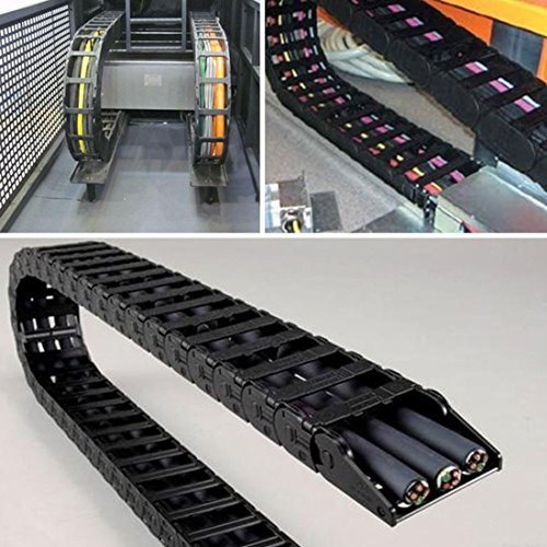 URBEST 15mm x 20mm Black Plastic Flexible Nested Semi Closed Drag Chain Cable Wire Carrier 1M for Electrical Machines 15x20mm