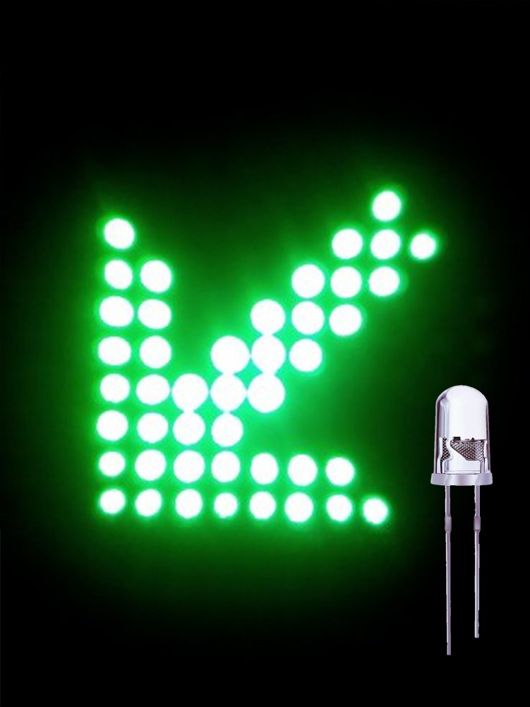 Waycreat 100PCS 5mm Green LED Diodes Lights, Clear D)green
