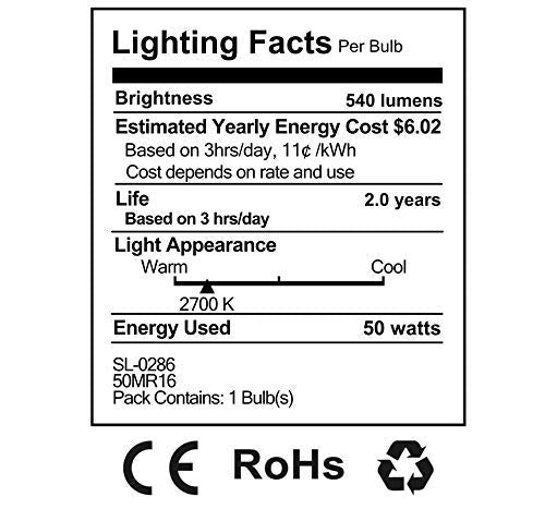 Sterl Lighting - Pack of 10 Clear MR16 Track Lighting Halogen Bulb , 50 Watts , 120 Volts , GU10 , 2700K , 540 Lumens