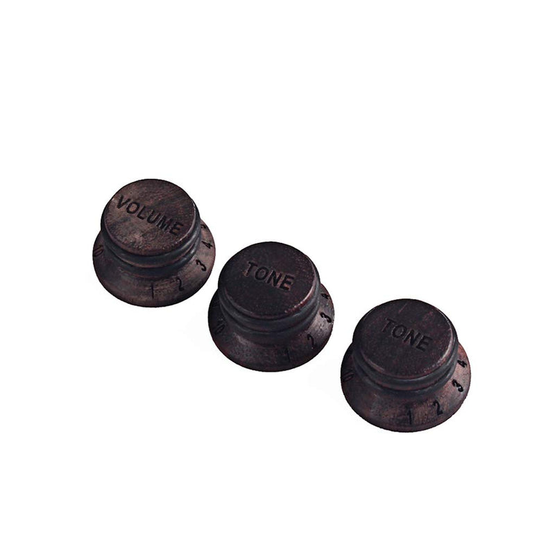 Alnicov 3 Pcs Guitar Speed Control Knobs For Guitar Bass Parts Volume Tone Knobs Top Hat,Rosewood