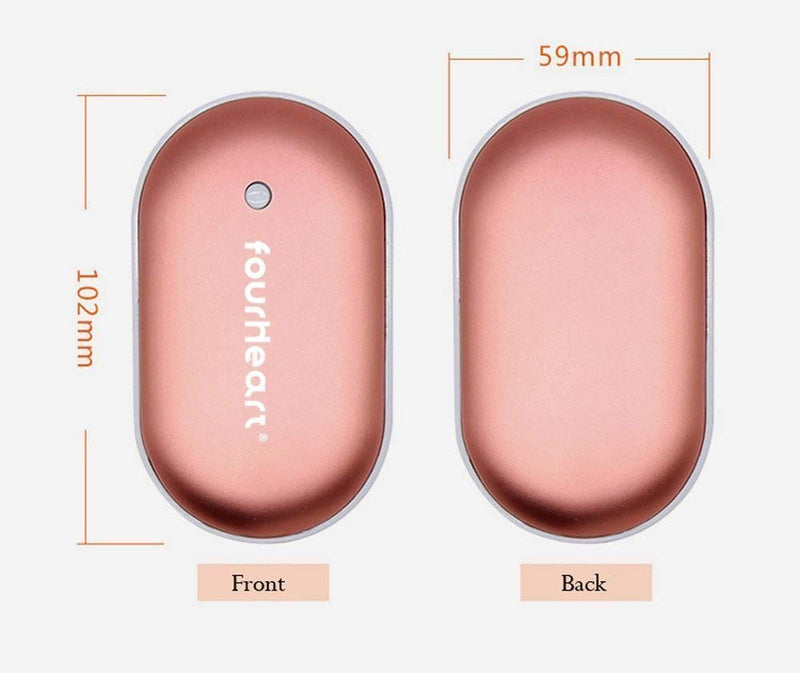 Fourheart Rechargeable Hand Warmers,Double-Side Heating Gift for Raynauds Arthritic Sufferers Pain Relief, Ski, Hunting, Hiking, Winter Gifts Rose Gold