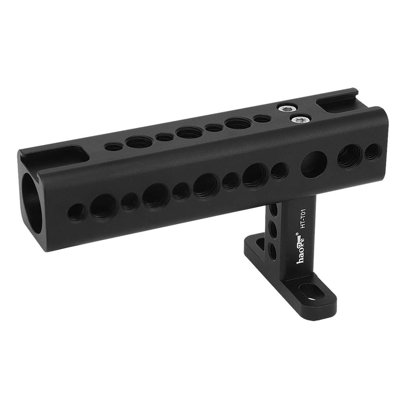 Haoge HT-T01 Top Handle Grip with 1/4 3/8 Screw Holes and Cold Shoe Mount for Camera Cages