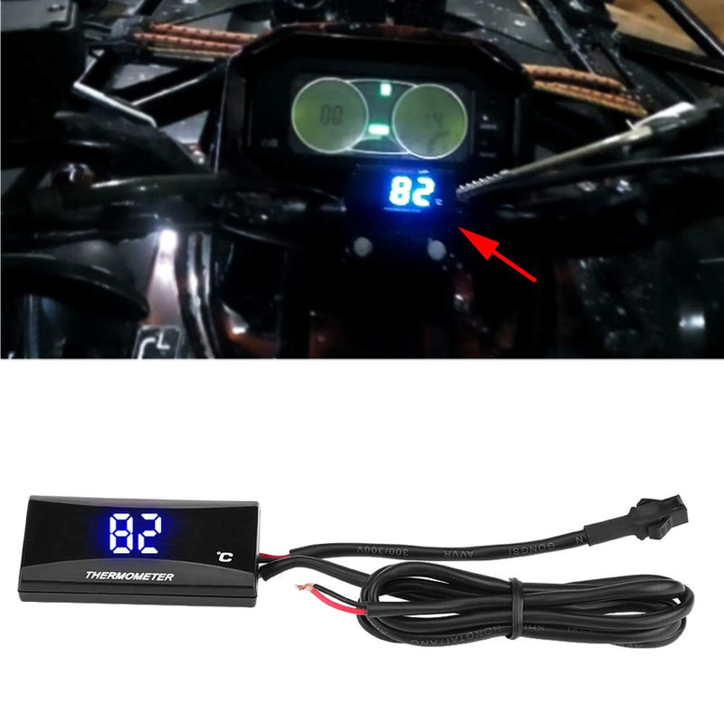 Acouto Motorcycle Digital Thermometer Instrument Water Temperature Meter Gauge Ultru Thin Universal LED Motorcycle Digital Coolant Temperature Gauge Kit DC 12V Blue Light