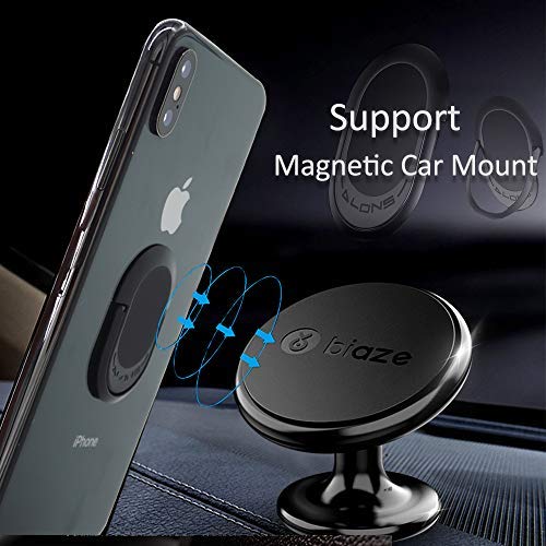 Cell Phone Ring Holder，Finger Ring Stand Universal 360 Degree Rotation Super-Thin Ring Grip Phone Case Ring for Magnetic Car Mount, All Smartphones and Tablets. (Black, 1Pack) Black