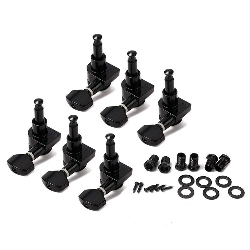 Alnicov 6L Inline Locked String Guitar Tuning Pegs keys Tuners Machine Heads Tuners Keys,Black