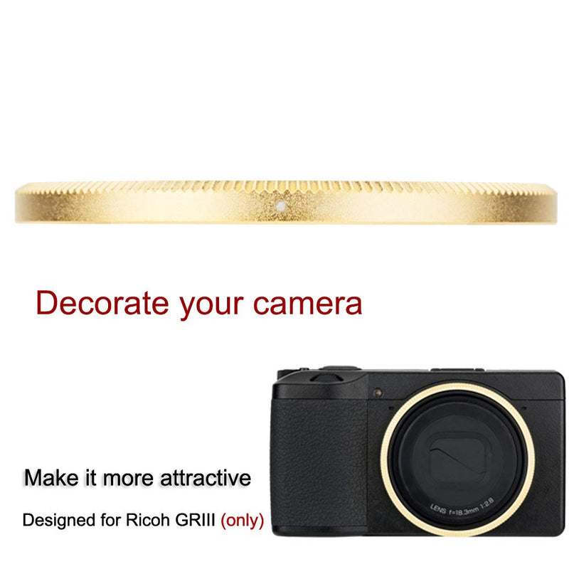 Metal Gold Ring for Ricoh GR III GR3, GRIII Camera Lens Decorations Replace GN-1 Ring Cap