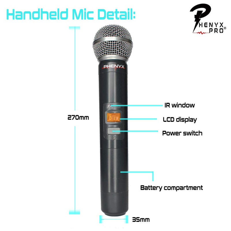 [AUSTRALIA] - Phenyx Pro Wireless Handheld Microphone Transmitter Compatible with Receiver PTU-71-NEW (Black) 