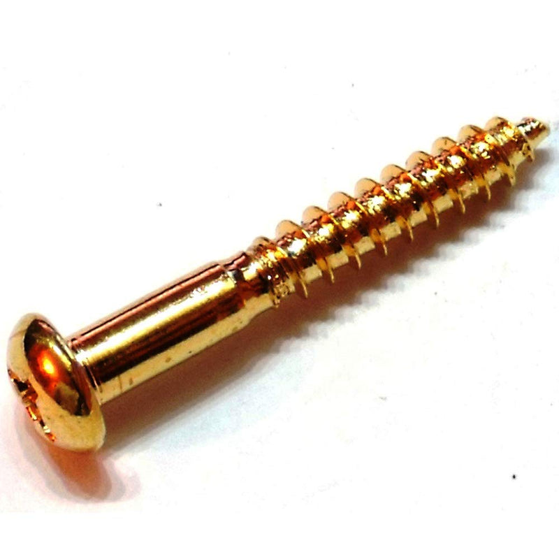 6x Guitar bridge or tremolo fixing screws dome head in gold 3.5mm x 25mm