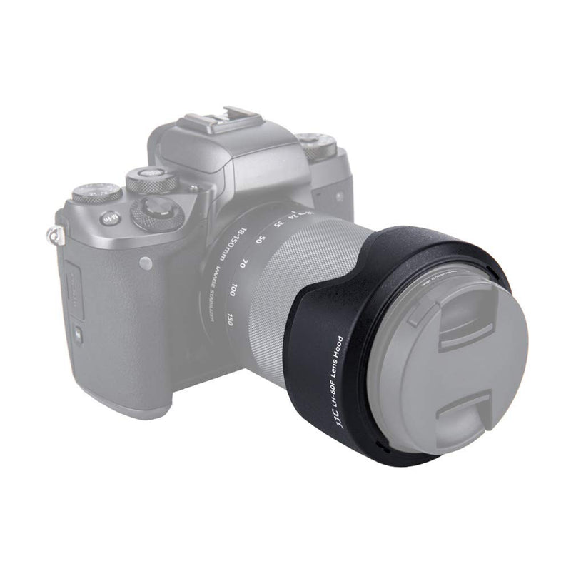 JJC ABS Reversible Lens Hood for Canon EF-M 18-150mm f/3.5-6.3 IS STM replaces EW-60F on Canon EOS M M2 M3 M5 M6 Mirrorless Camera