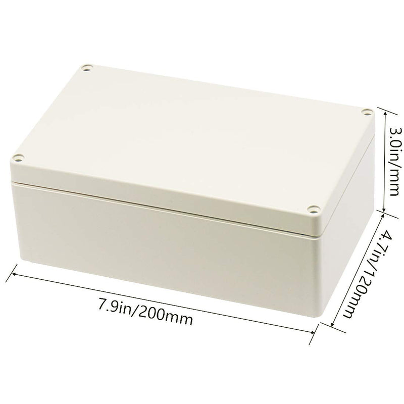 Zulkit Junction Box ABS Plastic Dustproof Waterproof IP65 Universal Electrical Boxes Project Enclosure Gray 7.9 x 4.7 x 2.95 inch (200 x 120 x 75 mm) 7.9" x 4.7" x 2.95"