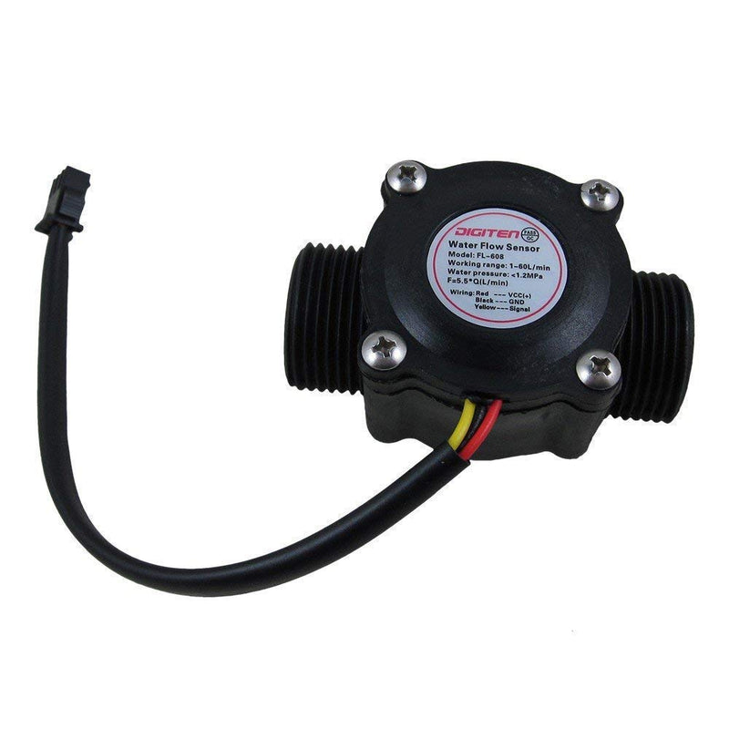 DIGITEN Water Flow Control Meter LCD Display Controller+G3/4" Water Hall Sensor Flow Meter Flowmeter Counter 1-60L/min+G3/4" Electric Solenoid Valve Normally Closed N/C+DC 12V Power Adapter