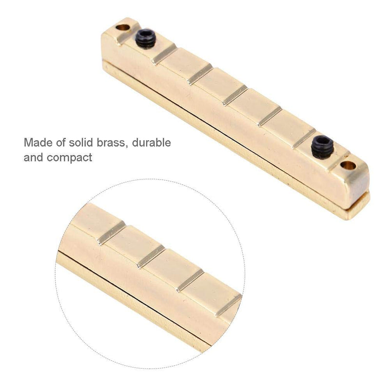 Dilwe 7 Strings Guitar Bridge Nut, Adjustable Brass Bridge Nut for 7 String Multiscale Electric Guitars Replacement Accessory (Golden)