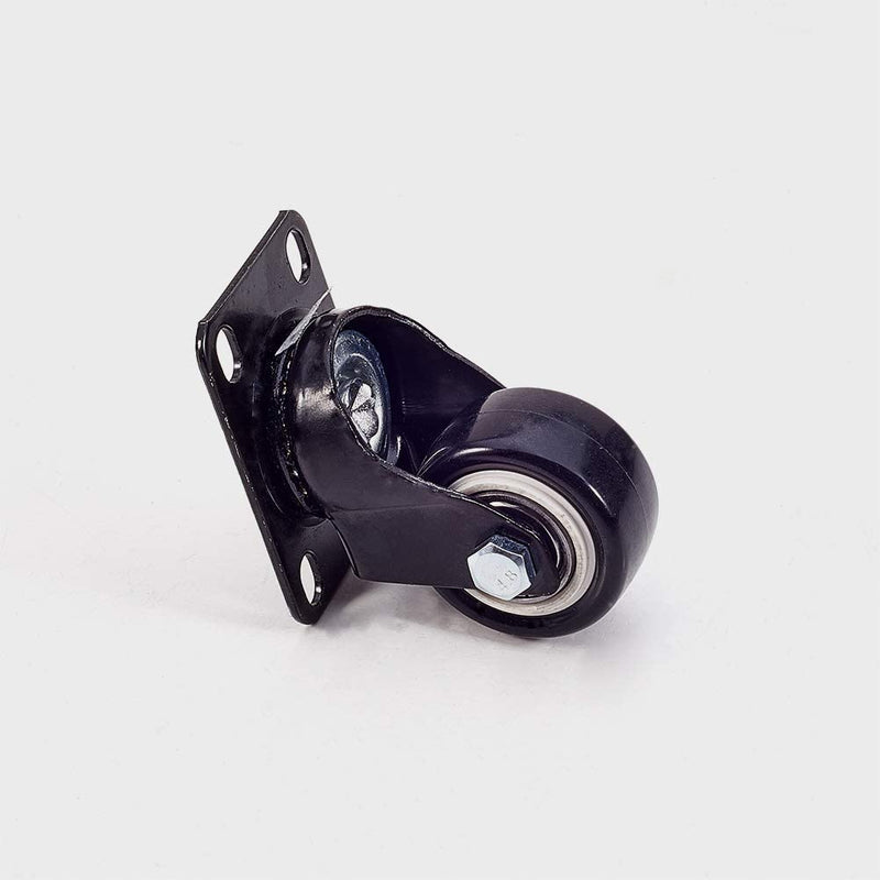MroMax 1.5 Inch Swivel Caster Wheels PU 360 Degree Top Plate Mounted Caster Wheel 110lb Capacity Black Tone 1pcs
