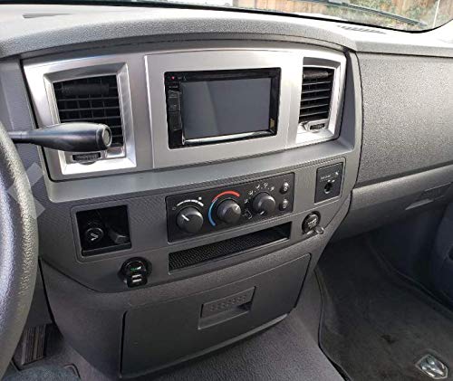 Silver Double Din Dash Install Kit w/Wiring Harness Radio Stereo Compatible with Dodge Ram