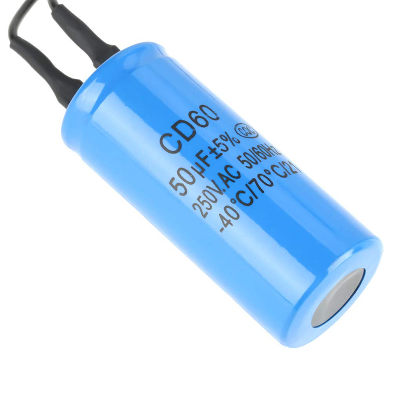 YWBL-WH CD60 Run Capacitor with Wire Lead 50uF 250V AC 50/60Hz for Motor Air Compressor Metallized Polypropylene Film