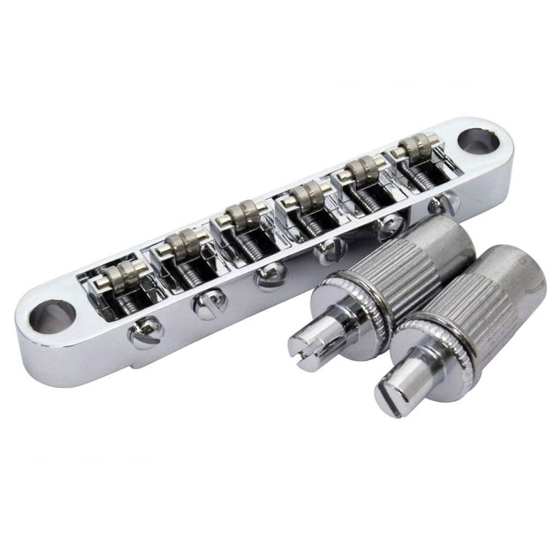 Guitar Tune-O-Matic Roller Saddle Bridge for Gibson EPI Les Paul LP SG Style 6 String Electric Guitar Replacement Part - Chrome