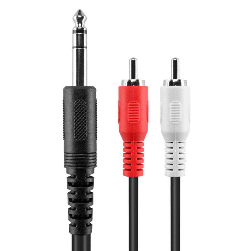 TNP Premium 1/4 Inch TRS to Dual RCA Audio Cable (6FT) - Male 6.35mm 1/4" TRS to 2RCA Connector Wire Cord Plug Jack 6 Feet