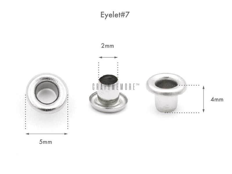 CRAFTMEMORE 2mm Grommet Tool Kit Eyelet Setting Tool Grommet Setter Hole Punch Cutter & Pack of 100 Grommets (0.08" (2mm) Inside Diameter)