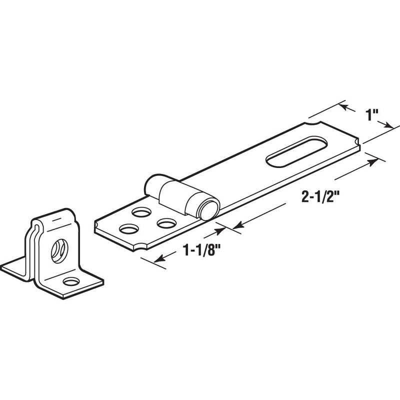 Prime-Line MP5056 Safety Hasp, 2-1/2 inch, Steel Construction, Zinc Plated Finish, Fixed Stapled, (single pack)