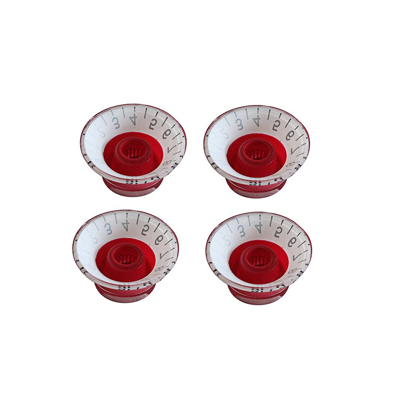 Alnicov Guitar Top Hat Speed Control Knobs Volume Tone Knobs for LP Electric Guitar Set of 4,Red and White