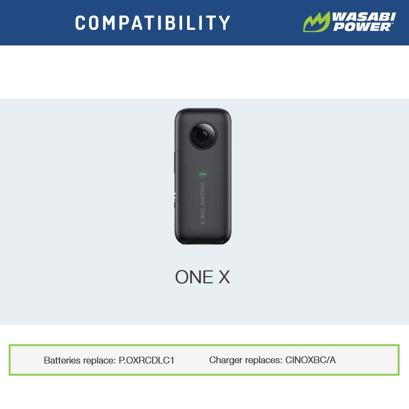 Wasabi Power Battery (2-Pack) and Dual USB Charger Compatible with Insta360 ONE X