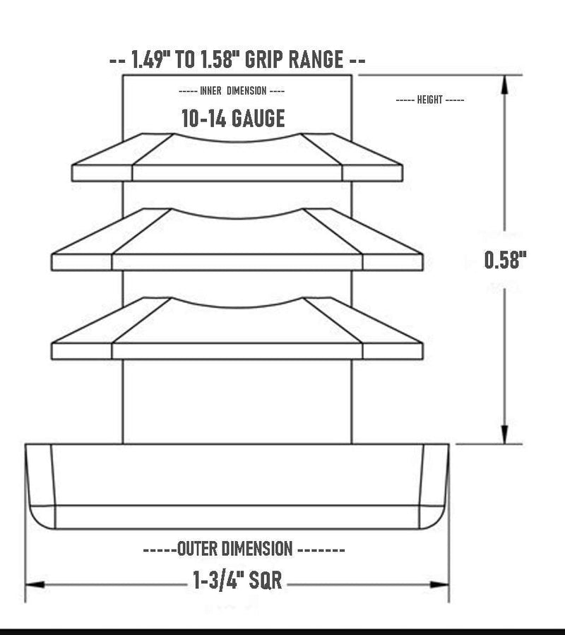 10 Pack: Square Black Plastic Plug, (1.75" (1-3/4" OD), 10-14 Gauge) for ID 1.49"-1.58" -Tubing End Cap, Furniture Chair Glide Inserts | Fencing Post End Inserts | by SBD 1.75" (1-3/4") 10 - 14 Gauge