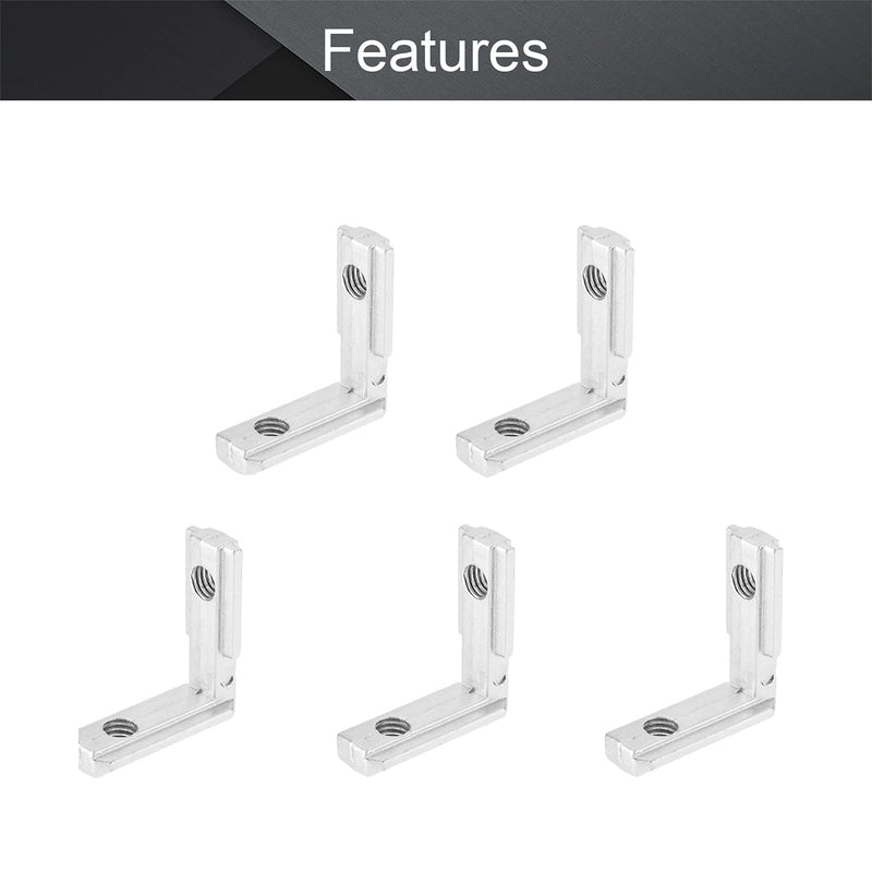 [AUSTRALIA] - MroMax Internal Joint Bracket 1.02" x 0.98" (L x H), Internal Angle Connector 20 Series for Aluminum Extrusion Profiles, Silver 20 PCS (with Set Screw) 