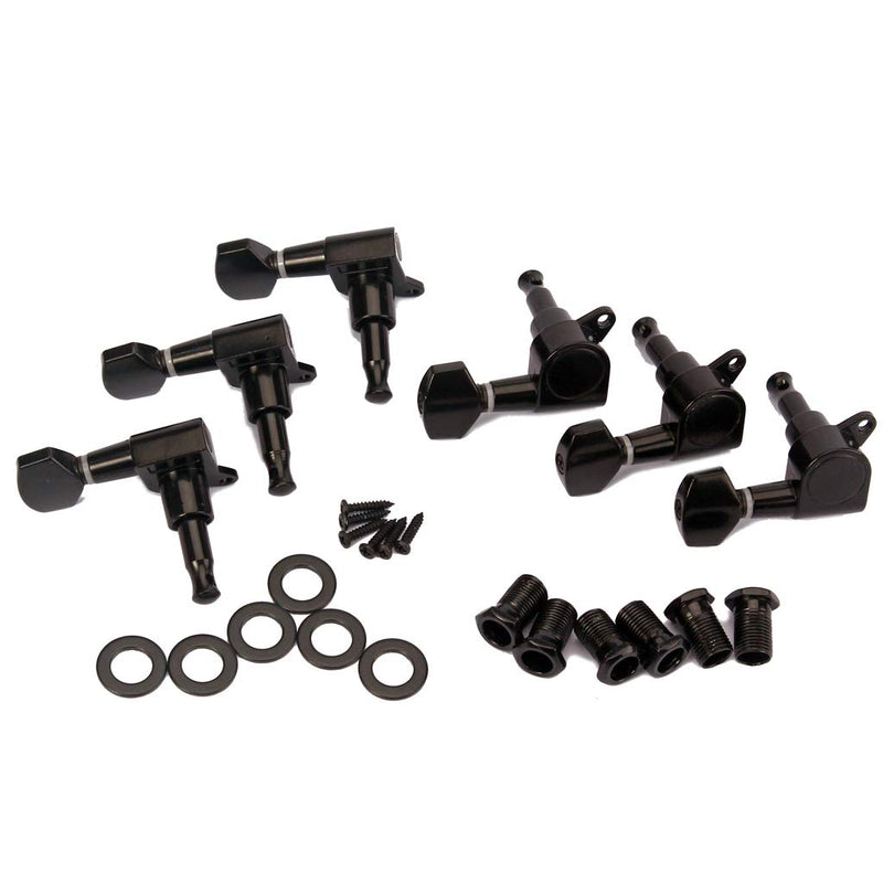 [AUSTRALIA] - Alnicov 6Pcs Guitar Tuners (3L+ 3R) String Tuning Key Pegs Machine Heads For Lp Sg Style Electric, Folk Or Acoustic Guitars - Black 
