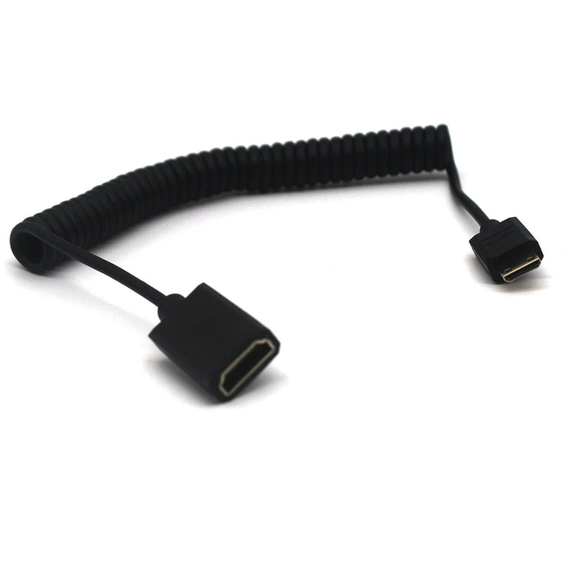 MOTONG Standard 4K HDMI 2.0 to Mini HDMI Cable, Coiled Mini HDMI Male to HDMI 2.0 Female Cable Cord 4K*2K@60Hz Ethernet 3D Audio Return(1.8M, M to F) 1.8M F to M