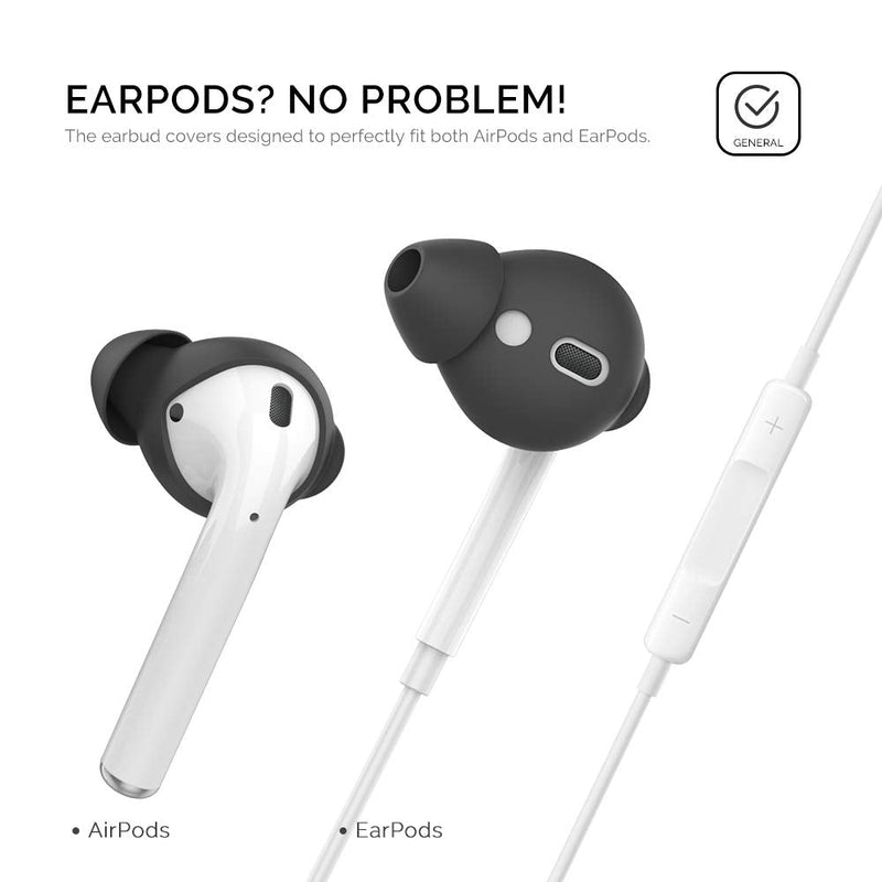AhaStyle 3 Pairs AirPods Ear Tips Silicone Earbuds Cover [Not Fit in The Charging Case] Compatible with Apple AirPods (3 Pairs Small, Black) 3 Pairs Small