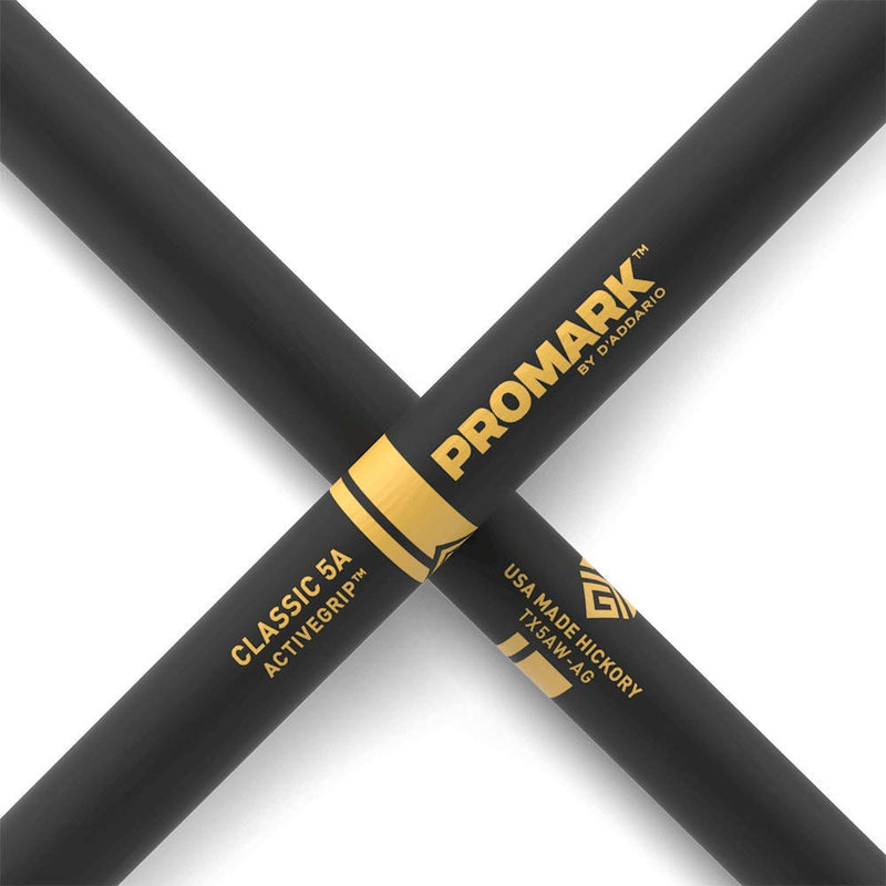 ProMark Classic 5A ActiveGrip Drumsticks (TX5AW-AG) Black