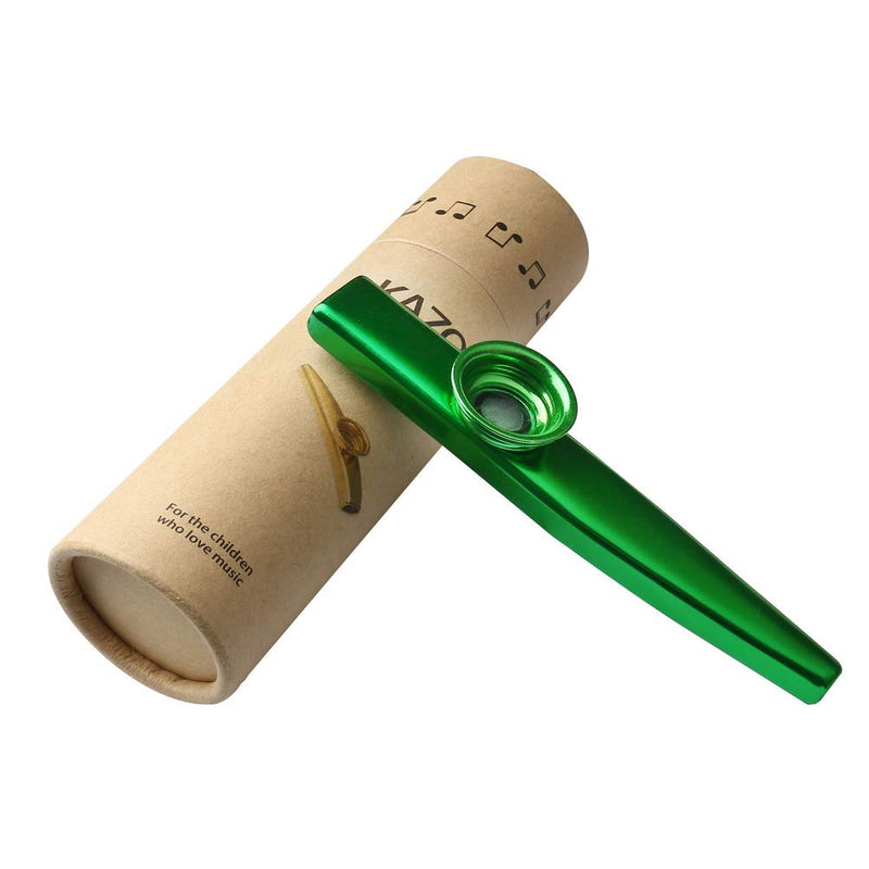 Metal Kazoo and 5 Membrane Flute Diaphragm, Aluminum Alloy Kazoo with Vintage Gift Box, Good for Kids, Music Beginner