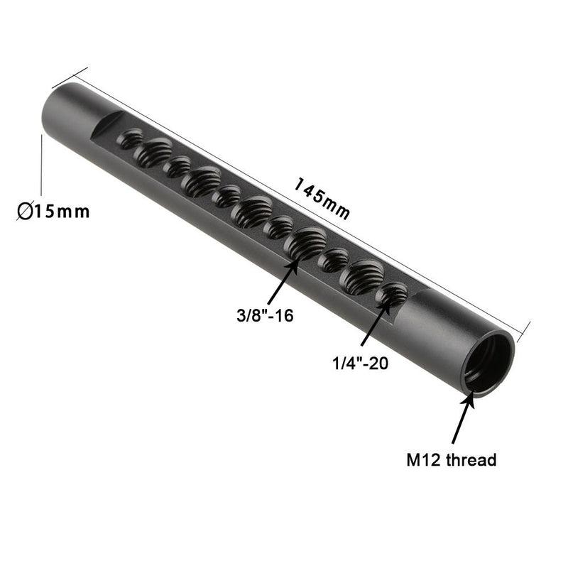 CAMVATE 15mm Cheese Rod with 1/4"-20 and 3/8"-16 Thread Hole for DSLR Rigs Camera Video Cage (145mm) 145mm