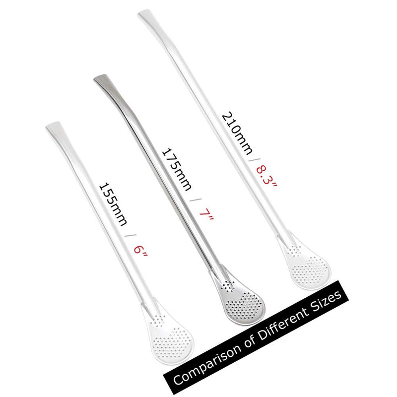 [AUSTRALIA] - GFDesign Yerba Mate Bombilla Gourd Drinking Filter Straws 304 Food-Grade 18/8 Stainless Steel - Set of 2 with 2 Cleaning Brushes - 7" Long 7" 