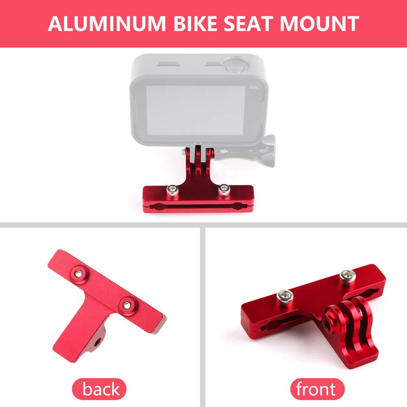 ParaPace Bicycle Saddle Rail Camera Mount Bike Seat Mount for GoPro Hero 10/9/8/7/6/5s/5/4s/4/3+ Campark AKASO DJI OSMO Action Cameras Accessories(Red) Red