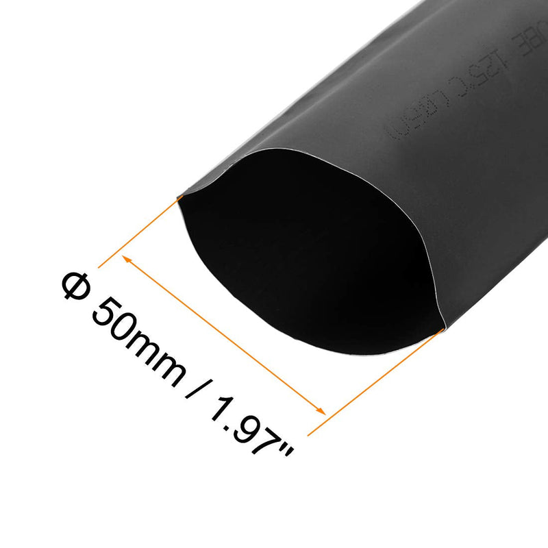uxcell Heat Shrink Tubing, 2"(50mm) Dia 80mm Flat Width 2:1 Ratio Shrinkable Tube Cable Sleeve 1m - Black