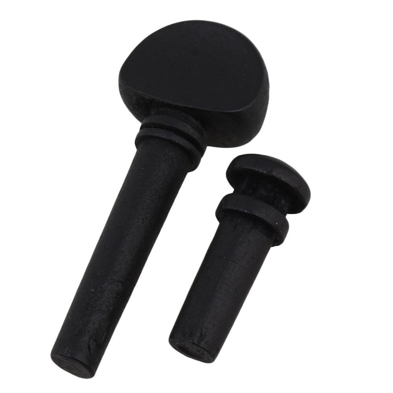 Yibuy Black Ebony Tuning Pegs & End Pin Set for 1/2 Size Violin Fiddle