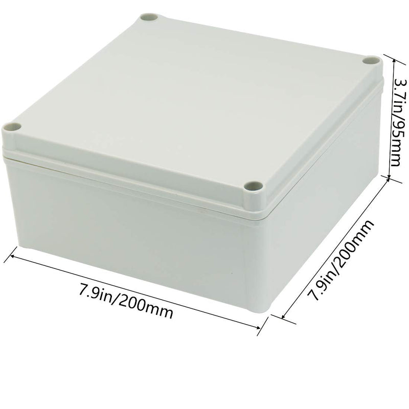Zulkit Junction Box ABS Plastic Dustproof Waterproof IP67 Junction Boxes Universal Electrical Project Enclosure Durable DIY Electronic Project Box Grey 7.87 x 7.87 x 3.74 inch (200 x 200 x 95 mm) 7.87" x 7.87" x 3.74"