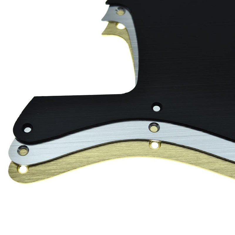 KAISH 10-Hole Metal Anodized Aluminium J Bass Style Pick Guard Modern Style Bass Pickguard for Jazz J Bass made in USA/Mexico Black
